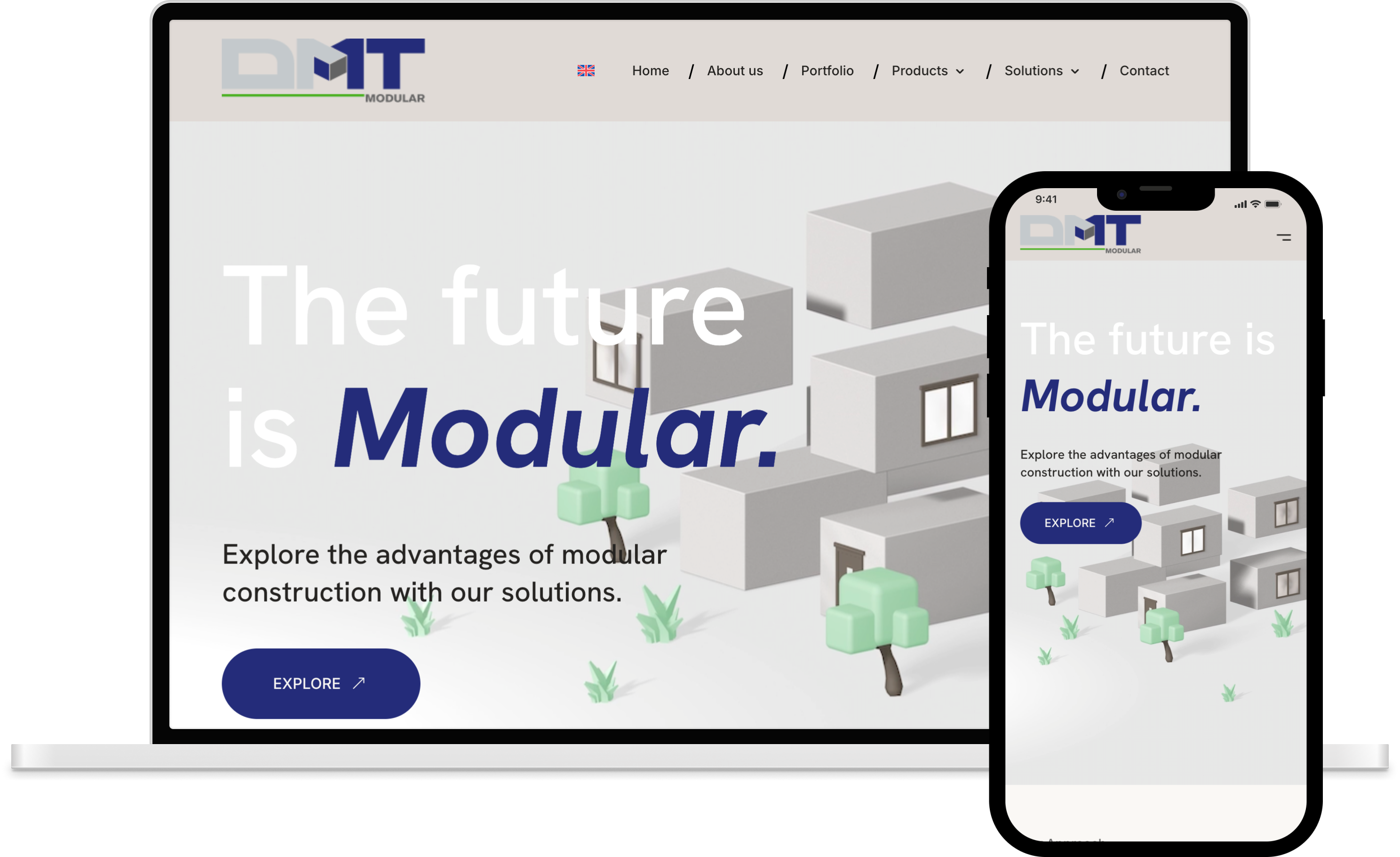 DMT Modular website, designed by Wisefrog